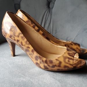 J. Crew Drea leopard peeptoe heels size 7.5